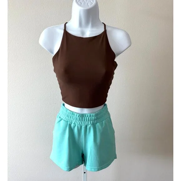 Coquette Soft Girl Lounge Bundle S Summer Ribbed Crop Tops + Sweat Shorts NWT - Picture 6 of 16